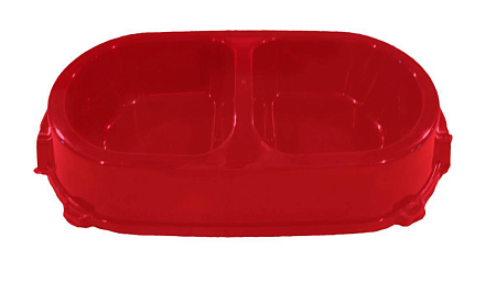 Купить favorite Миска для кошек и собак двойная нескользящая пластиковая красная