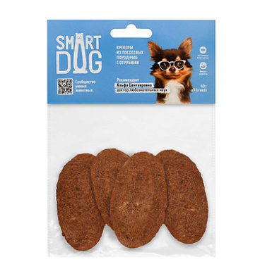 Smart Dog лакомство для собак Крекеры из лососевых пород рыб с отрубями