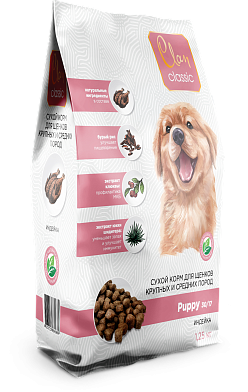 Clan classic Puppy-30/17 сухой корм для щенков крупных и средних пород с индейкой
