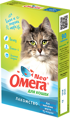 Фармакс мультивитаминное лакомство омега neo+ "вывод шерсти" с ржаным солодом для кошек