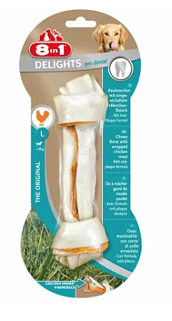 Купить 8in1 dental delights l лакомство для собак крупных пород косточка с куриным мясом и минералами