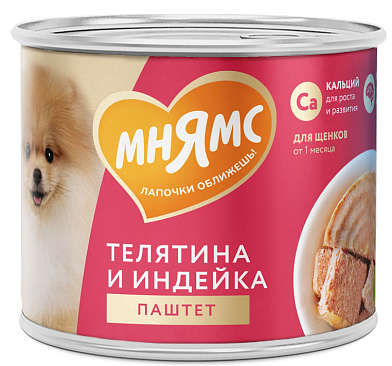 Мнямс На каждый день консервы Паштет из телятины и индейки для щенков «ПРАВИЛЬНОЕ РАЗВИТИЕ»