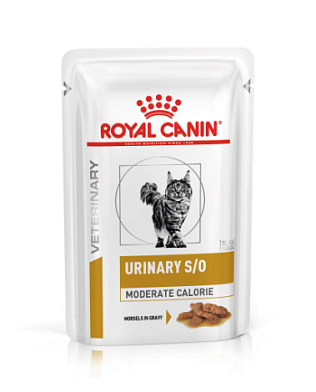 Royal Canin URINARY S/O MODERATE CALORIE вет. паучи для взрослых кошек при профилактике МКБ и избыточном весе, кусочки в соусе