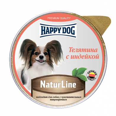 Happy dog Natur Line влажный корм паштет для собак телятина с индейкой (ламистер)