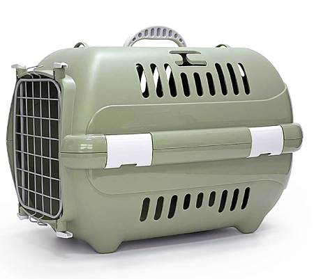 Купить zooexpress Турне 2.0 М переноска для собак и кошек с металлической дверцей, оливковая