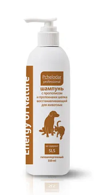 Pchelodar шампунь для собак и кошек с прополисом и протеинами шелка восстанавливающий