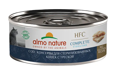 Almo Nature (HFC, Complete Sterilised, Cod) консервы для стерилизованных кошек с треской в бульоне