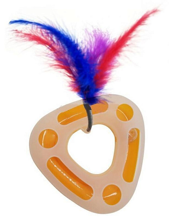 Купить homecat игрушка для кошек трек треугольный пластиковый с мячиком и перьями на пружине