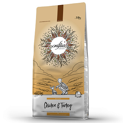 CRAFTIA NATURA сухой корм для взрослых собак миниатюрных и мелких пород с курицей и индейкой