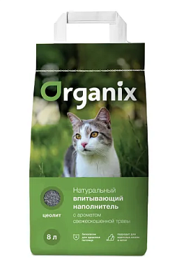 Organix наполнитель впитывающий минеральный для кошек с ароматом свежескошенной травы