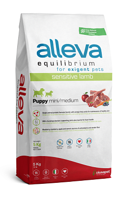 Alleva Equilibrium Sensitive Puppy Mini Medium сухой корм для щенков мелких и средних пород с ягненком