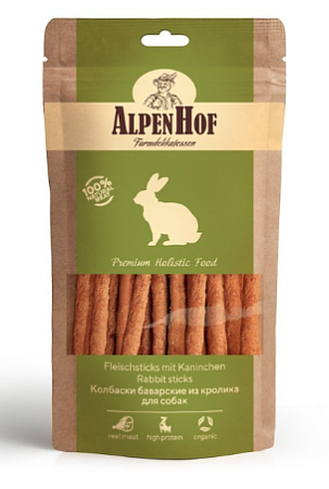 Купить alpenhof лакомство для собак средних и крупных пород Колбаски баварские из кролика