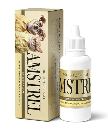 Купить amstrel лосьон для глаз для кошек и собак с таурином, янтарной кислотой и каланхоэ