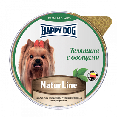 Happy dog Natur Line влажный корм паштет для собак телятина с овощами (ламистер)