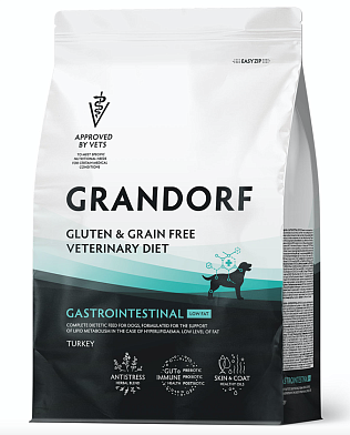 Grandorf Veterinary Diet Dog Gastrointestinal Low Fat полнорационный диетический корм для собак, способствующий регуляции метаболизма липидов при гиперлипидемии
