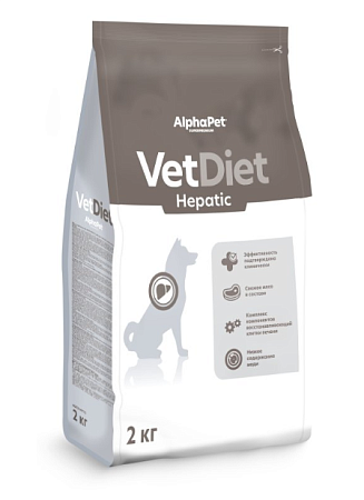 Купить alphapet vet diet hepatic сухой корм для взрослых собак всех пород при заболевании печени