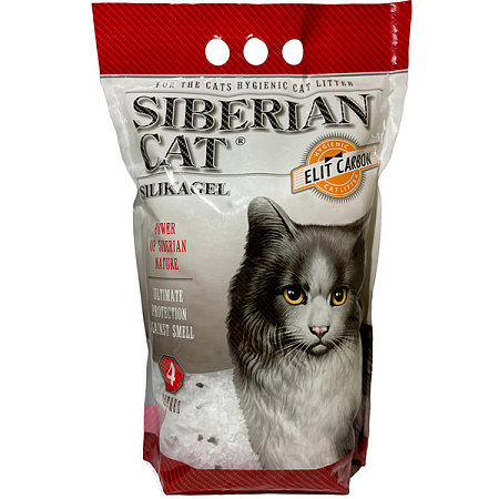 Купить Сибирская кошка Элита carbon, наполнитель для кошек силикагелевый с активированным углем