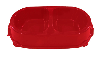 Favorite Миска для кошек и собак двойная нескользящая пластиковая красная