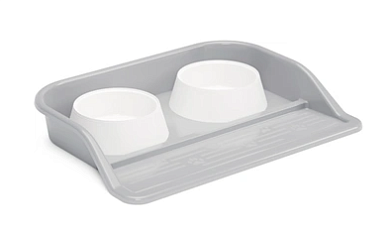 ALTA миска двойная пластиковая на сплошной подставке для собак и кошек, серая