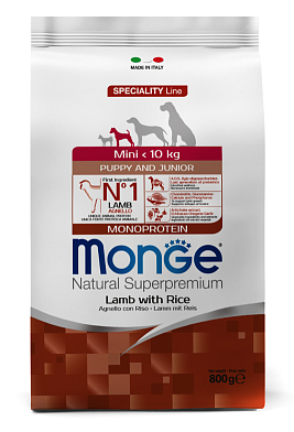 Monge Dog Speciality Line Monoprotein Mini сухой корм для щенков мелких пород из ягненка с рисом