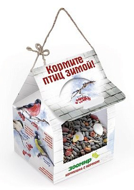 ЗООМИР кормушка с сухим кормом для уличных птиц, 2 порции