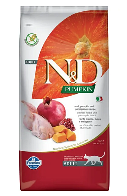 Farmina N&D Pumpkin Cat Grain Free Quail сухой беззерновой корм для взрослых кошек с тыквой, перепелом и гранатом