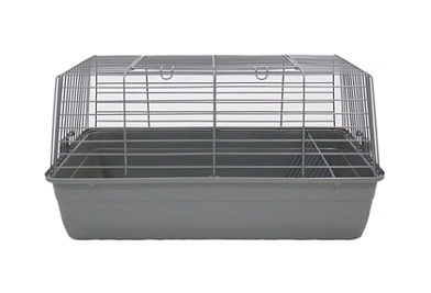 №1 клетка для кроликов с кормушкой для сена серая