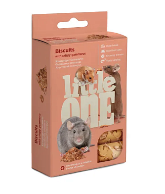 Little One Лакомство Бисквиты для хомяков, крыс, мышей и песчанок с хрустящим гаммарусом