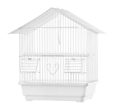 №1 клетка для птиц укомплектованная белая, домик