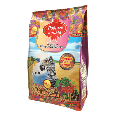 Родные корма Сухой корм для волнистых попугаев с ягодами