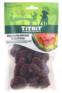 TiTBiT лакомство для собак Медальоны мясные из телятины Меню от Шефа