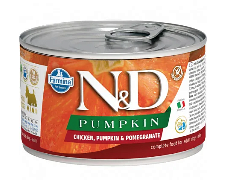 Купить farmina n&d pumpkin dog mini консервы для мелких собак всех пород с тыквой, курицей и гранатом