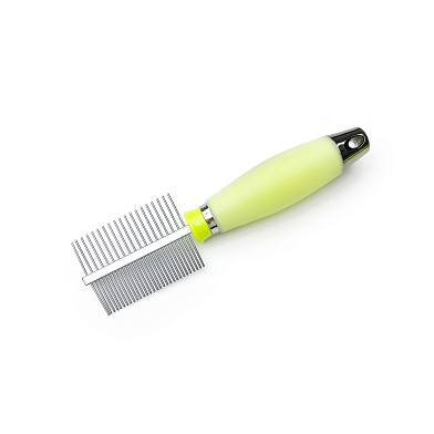 PetStar расческа для собак и кошек двухсторонняя 49 зубцов с силиконовой ручкой