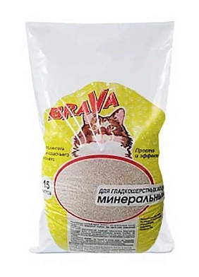 Brava Наполнитель впитывающий для гладкошерстных кошек и котят минеральный