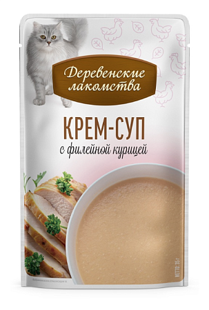 Купить Деревенские лакомства набор паучей для кошек Суп с филейной курицей 4х35