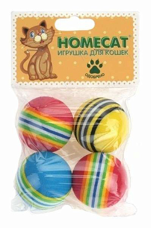 Купить homecat игрушка для кошек мячи радужные гремящие