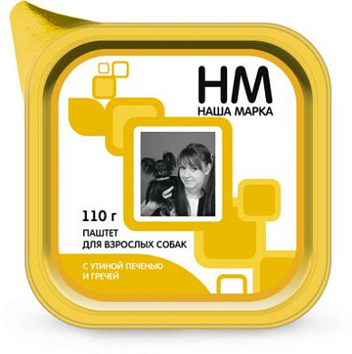 Наша Марка влажный корм паштет для взрослых собак с утиной печенью и гречей (ламистер)
