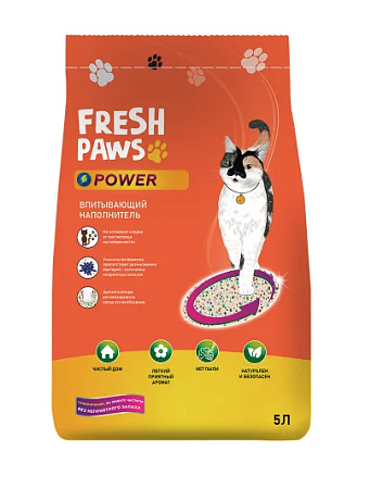 Купить fresh paws power наполнитель впитывающий минеральный для кошек