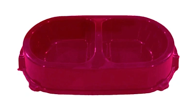 Favorite Миска для кошек и собак двойная нескользящая пластиковая рубино-фиолетовая