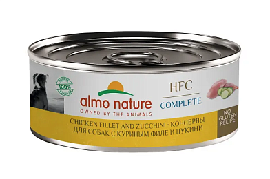 Almo Nature HFC Complete консервы для взрослых собак и щенков с 3-х месяцев с куриным филе и цукини