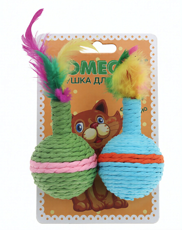 Купить homecat игрушка для кошек мячи цветные с пером гремящие