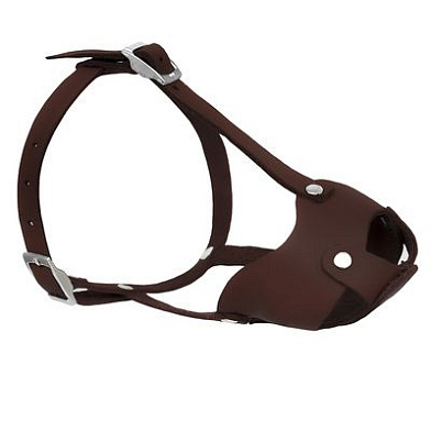 Tappi Джу амуниция намордник кожаный цельнокроеный для собак мелких пород, коричневый