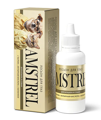 Amstrel лосьон для глаз для кошек и собак с таурином, янтарной кислотой и каланхоэ