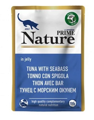 Prime Nature влажный корм для взрослых кошек, тунец с морским окунем (пауч)