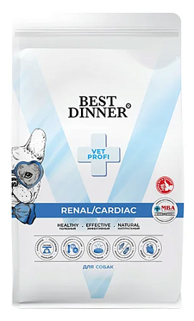 Купить best dinner vet profi vet profi renal/cardiac сухой диетический корм для взрослых собак всех пород при острой или хронической болезни почек и заболеваниях сердца