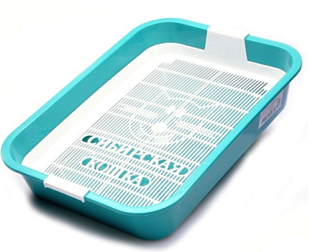 Купить Сибирская кошка Туалет Премиум для кошек с сеткой и высокими ножками, зеленый