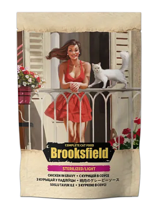Купить brooksfield sterilized/light cat chicken влажный корм для взрослых стерилизованых кошек при лишнем весе, с курицей в соусе
