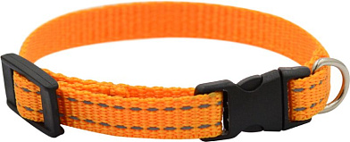ZOOexpress Fresh Line ошейник капрон, светоотражающая нить, фастекс для собак, апельсиновый