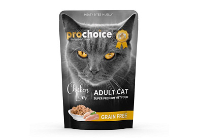 PROCHOICE влажный корм для кошек с курицей и печенью кусочки в желе (пауч)