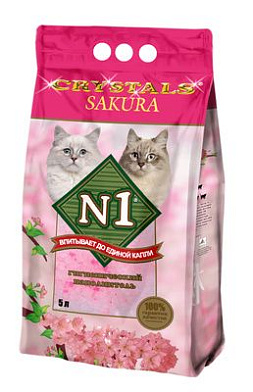 N1 наполнитель для кошек силикагелевый "сакура"